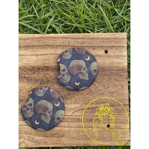 Moon Skulls Neoprene Car Coaster 2 Pack - Picture 4 of 7